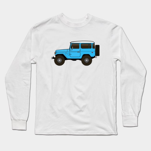 fj40 Land Cruiser blue Long Sleeve T-Shirt by -oddlyeven-